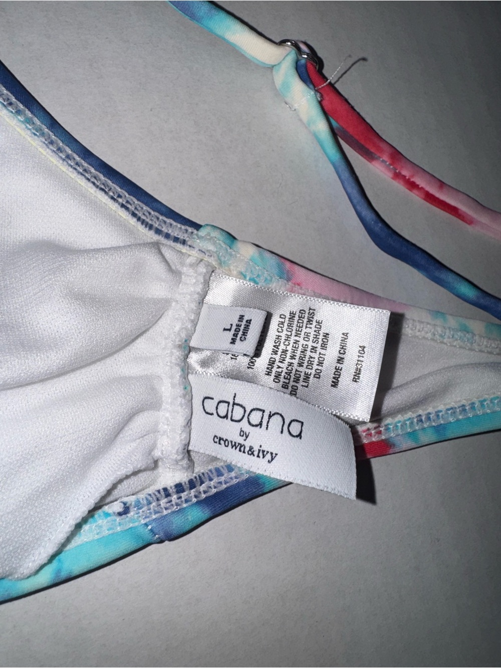 crown & ivy Tie-Dye Triangle Bikini Set in Blue, Pink, Teal - Picture 7 of 7
